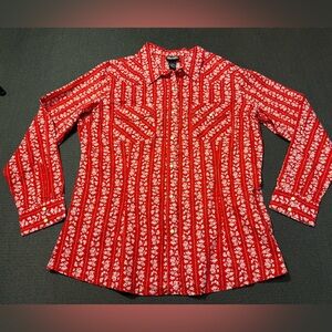 New Wrangler Retro Women’s Red Floral‎ Pearl Snap Shirt Size XL